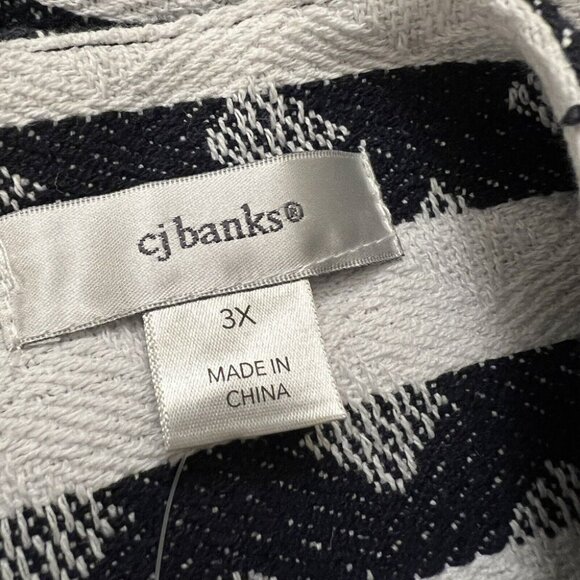 NWT CJ Banks Women 3X Plus Size Cotton Blend Button Down Striped Blanket Jacket - Picture 7 of 11
